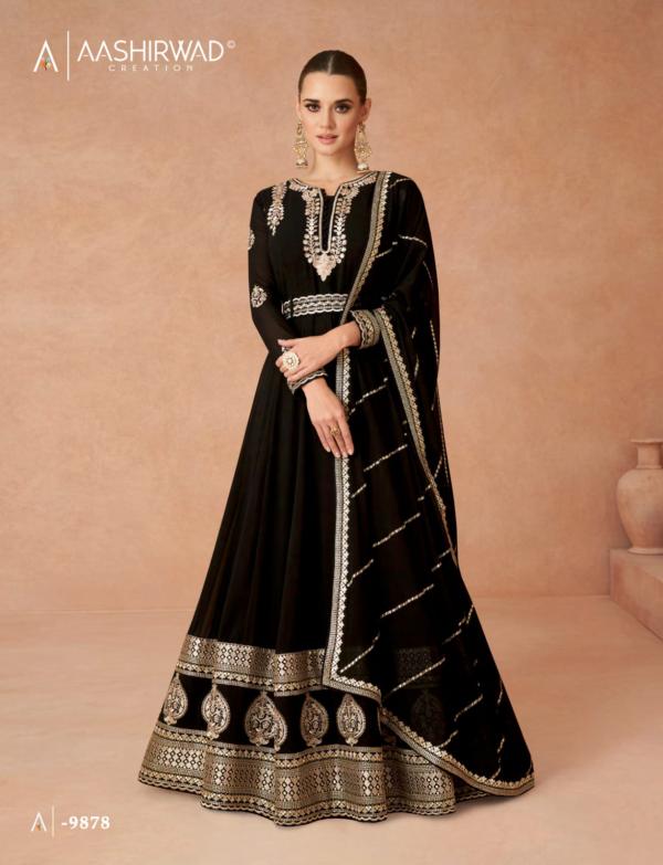 Aashirwad Gulkand Andaz Gold Designer Gown With Dupatta Collection